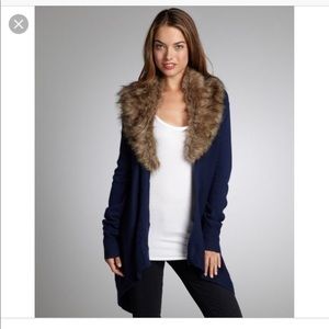 BCBG - Morgan cardi wrap with faux-fur collar